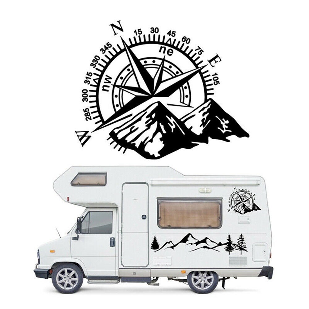 Pegatina de brújula de montaña para coche, calcomanía de vinilo grande para decoración de capó de coche, ventana de furgoneta, 50x60cm