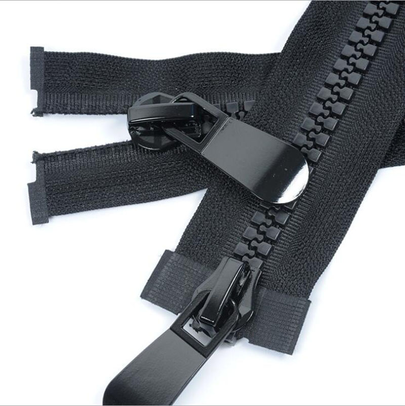 #8 Plastic Resin Zipper Black White Open End Zip Double Sliders Down Jacket Coat for DIY Sewing Clothing Tent Awning zippers