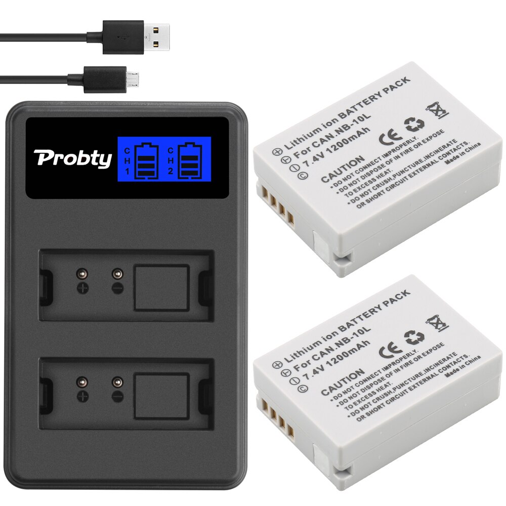 NB-10L Vervangende Batterij en USB Dual Charger voor Canon SX40 HS SX40HS SX50 PowerShot SX40 HS SX50 HS SX60 HS