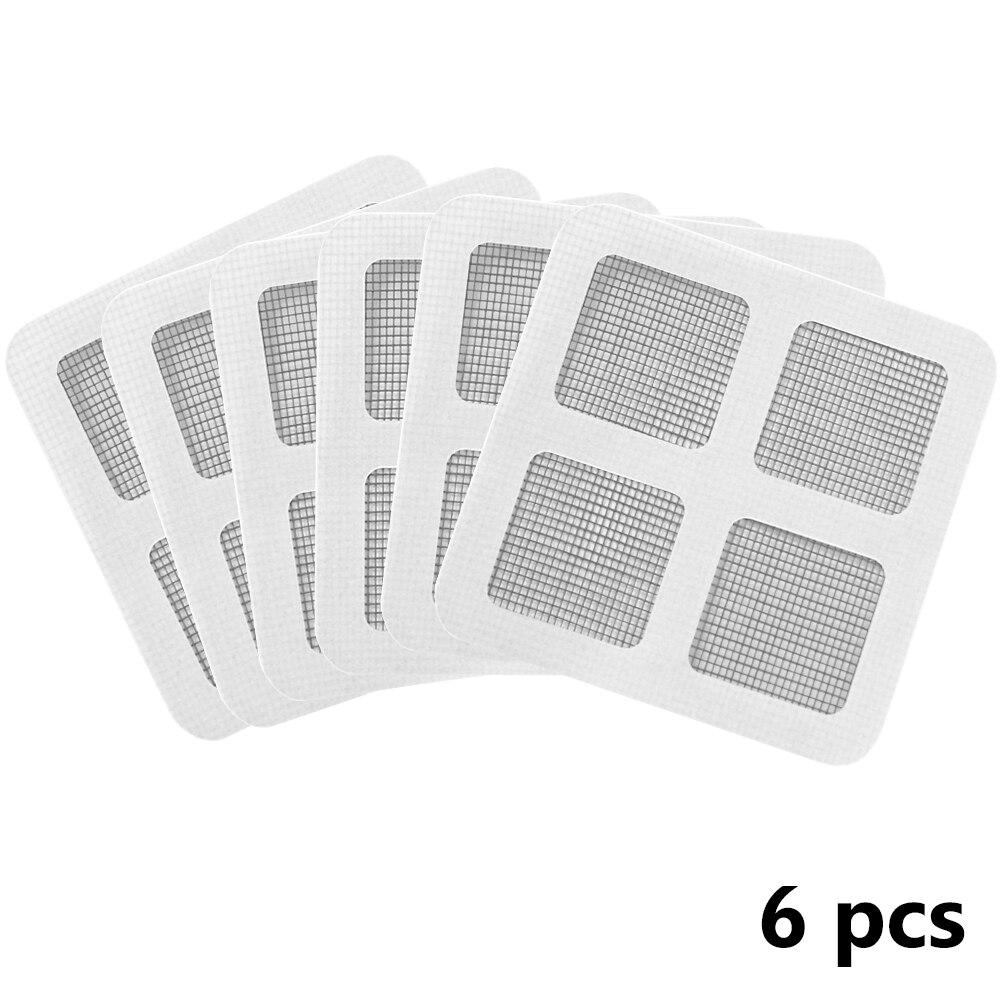 Cache-vitre Anti-moustique et anti-mouches, pour la maison, adhésif puissant, couvre fenêtre, maille de porte, réparation de bande cassée: 6pcs Patch