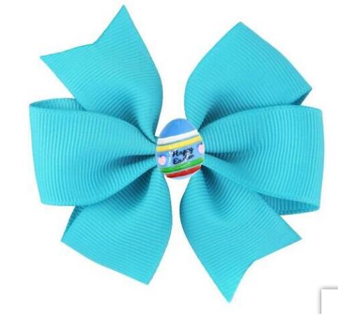 60pcs/ 3.5" Easter Day Eggs Hair Bows for Girls Solid Ribbon Easter Eggs Bowknot Hair Clip Kids Hairgrips Hair Accessories