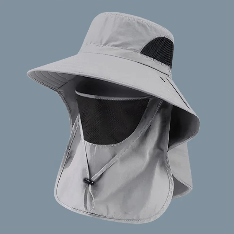 Uv-beschermende bucket hat upf 50+  brede rand zonnekap waterdichte nekflap ademend vissen wandelen safari trekking heren uitrusting 1pc: Lavendel