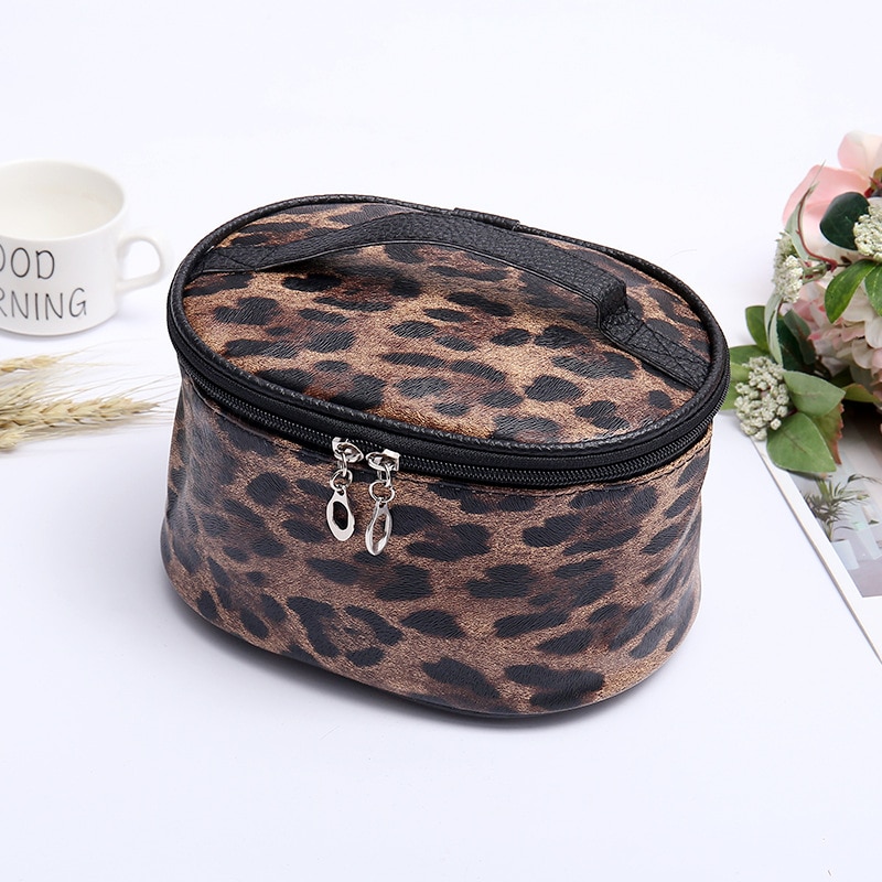 Leopardo profissional saco de cosméticos casos nova moda impressão pu feminino compõem saco organizador de viagem caixa de maquiagem saco de beleza