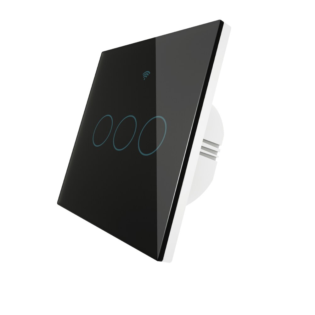 Upgraded WiFi Smart RF433 Touch Switch 2/3 Way Smart Life/Tuya App Control,Alexa Google Home Voice Control EU US 1/2/3 Gang: 3 Gang Black EU