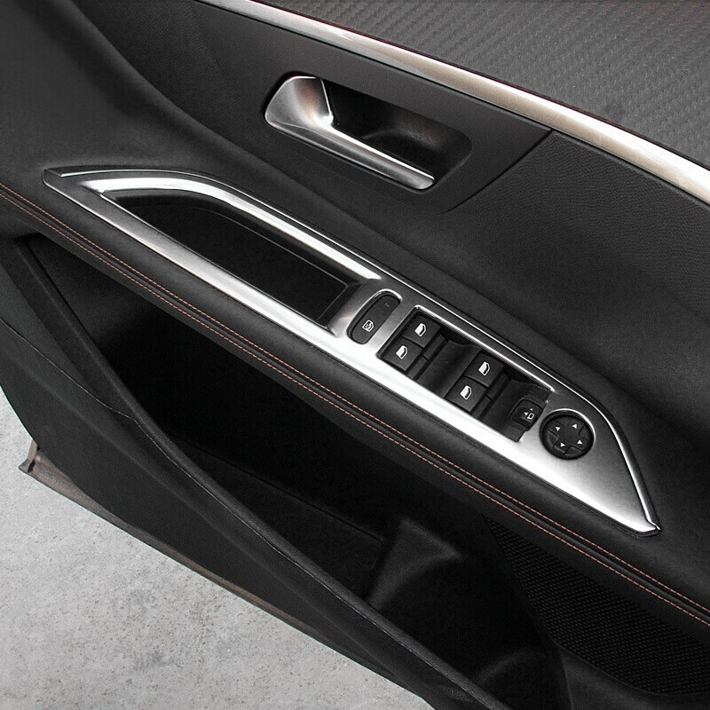 4Pcs Car Window Lift Switch Control Panel Frame Cover Trim Bezel Fit for Peugeot 3008 GT 5008 GT