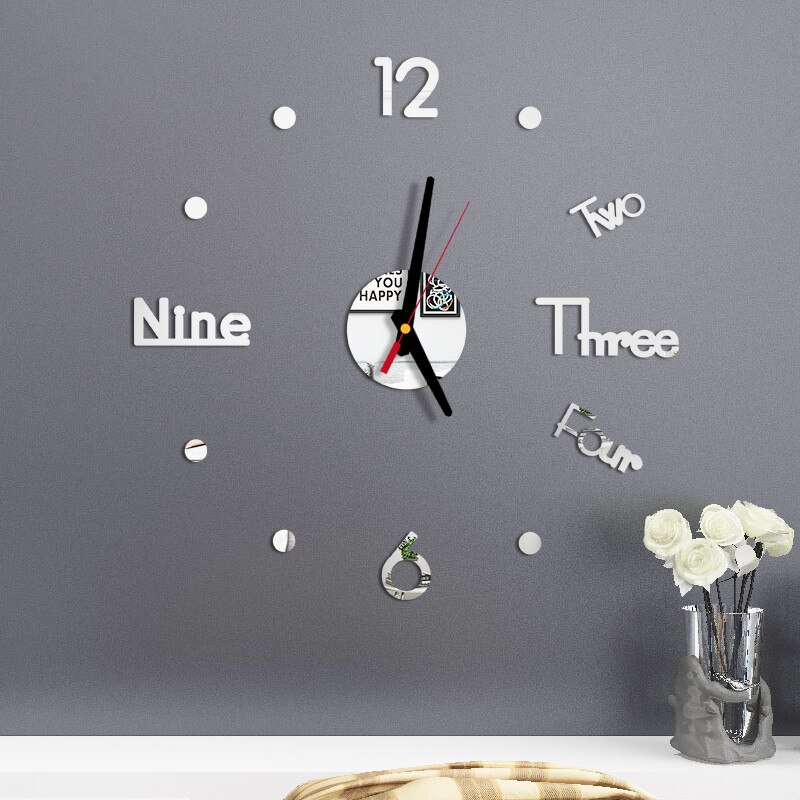 DIY Wall Clock Bedroom Living Room 3D Mirror Stickers Wall Surface Sticker Home Office Decor Clock modern Style Wall Clocks: D