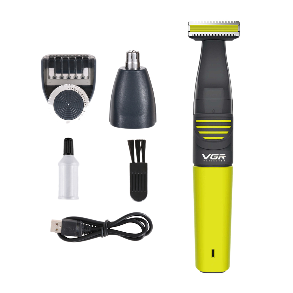 VGR V-043 rasoir électrique 2 en 1 petite tête T barbe garniture USB charge mâle et femelle rasage nez tondeuse: Default Title
