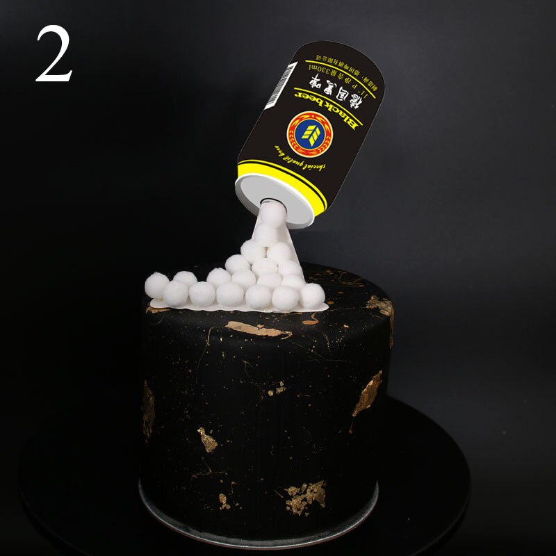 1Set divertido adorno de torta de cerveza Coca Cola impresión 3D botella de cerveza adorno de papel para pasteles para niños hombres decoración para pastel de cumpleaños torta insertar banderas: 2
