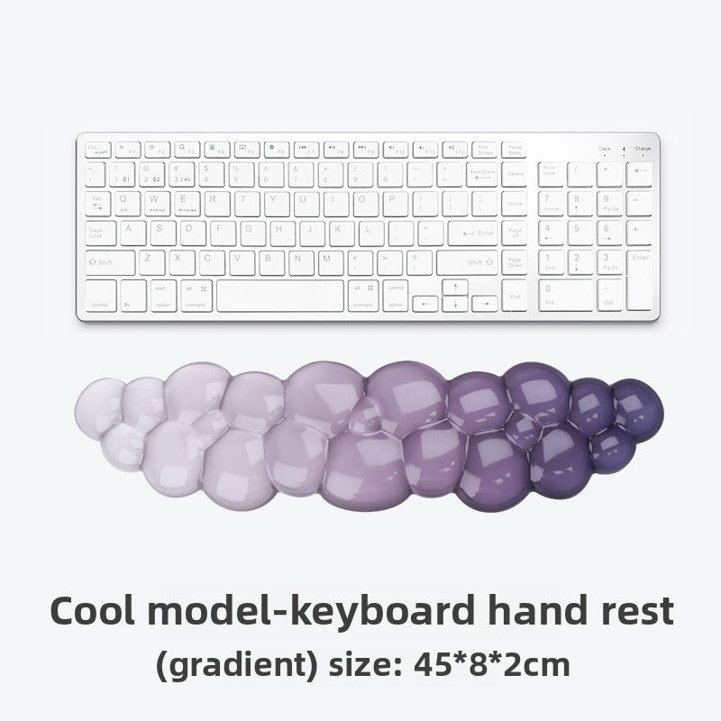 Mouse pad with wrist support keyboard support non-slip silicone transparent gradient cloud shape desktop office game mouse wrist: WHITE