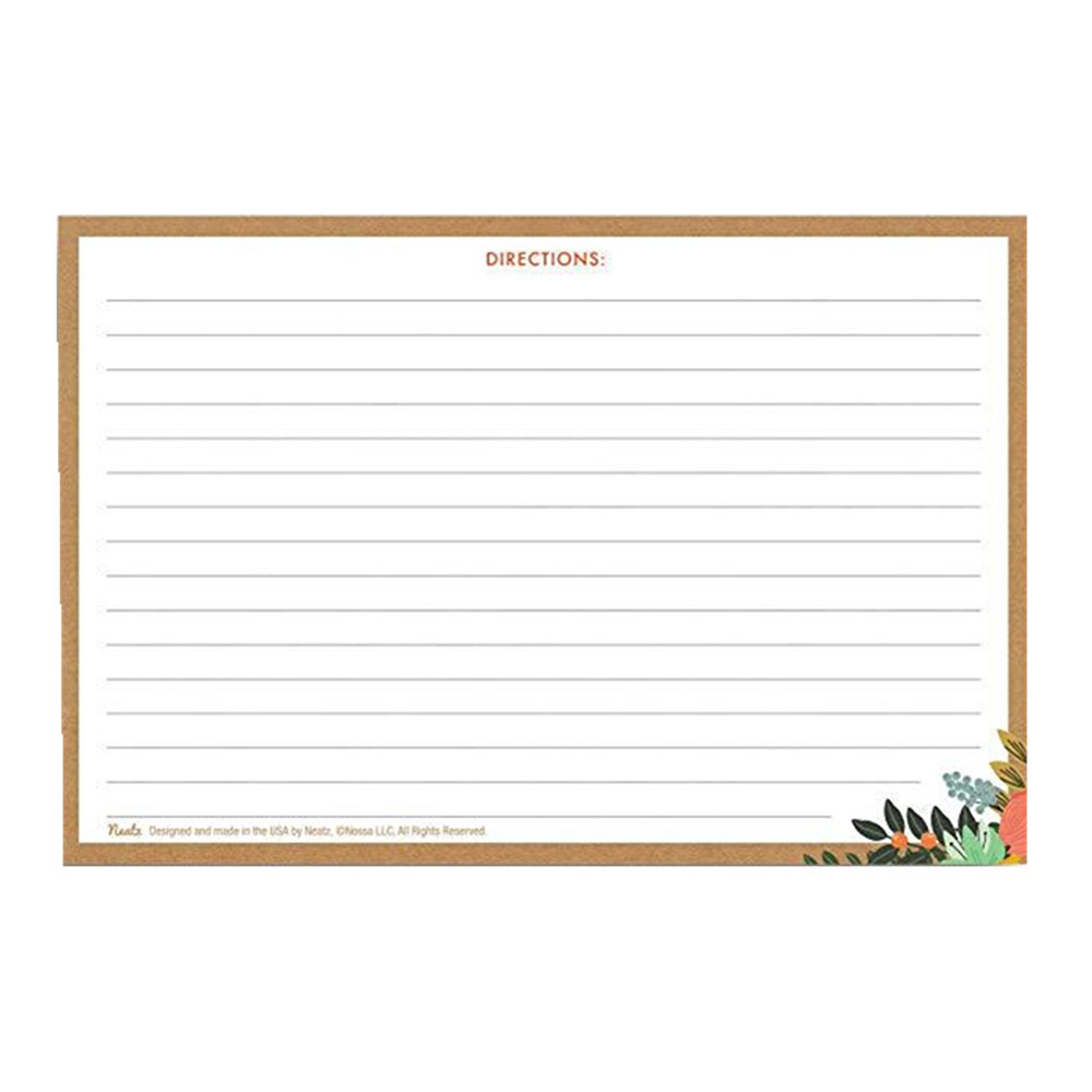 20pcs Home Kitchen Recipe Cards Floral Recipe Double Sided Card 4x5.6 inch Perfect for Wedding Party Decoration DIY Recipe Cards