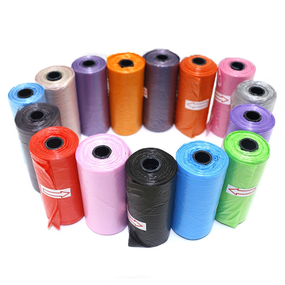 15pcs/Roll Pet Pick Up Plastic Garbage Bags Colors Thick Convenient Cleaning Waste Bag Small Trash Bags Garbage Disposale
