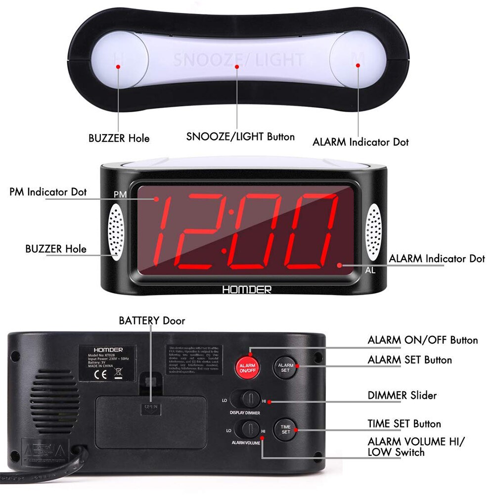 Digitale Spiegel LED Wecker Multi-Funktion Uhren Mit Dimmer Und Schlummern 2 Ebene Alarm Volumen Optional Stellige Anzeige nacht