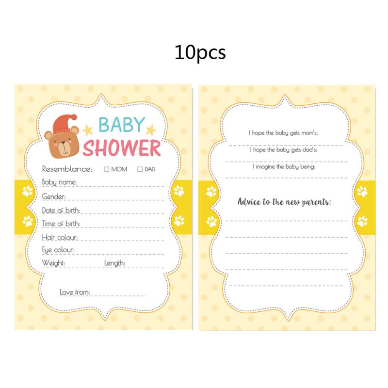 10 pakke råd og forudsigelseskort til baby shower spil kønsneutral drengepige  k1kc: 37