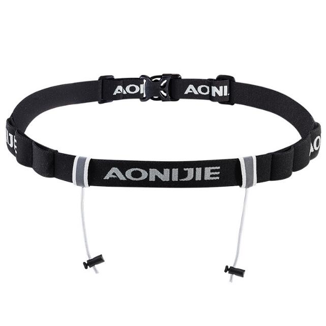AONIJIE Running Outdoor sports Triathlon Marathon Race Number Belt With Gel Holder Outdoor Sports Running Belt: black 1