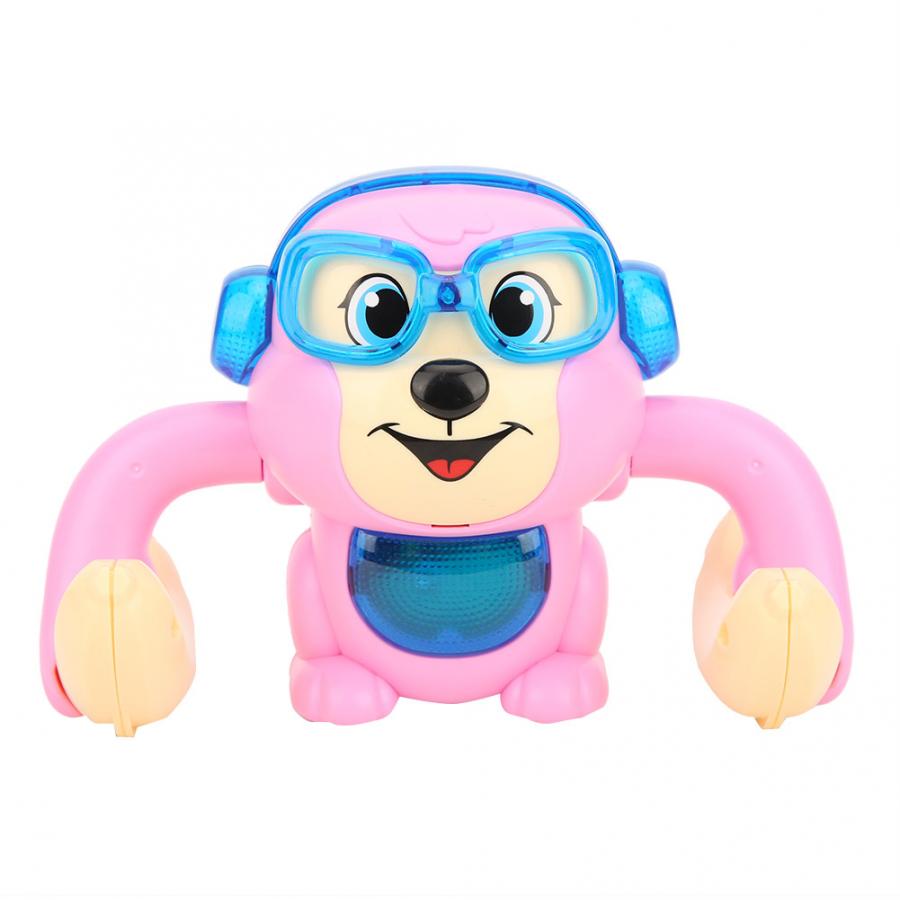 Electric Flipping Monkey Voice Control Cartoon Rolling Banana Monkey Touches Control Electronic Pets with Light Music Toy: Pink