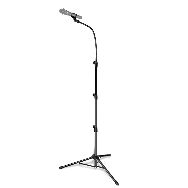 -1 Set Height-Adjustable Microphone Stand, Stage Hosting Microphone Stand, Floor Tripod Gooseneck Microphone Stand