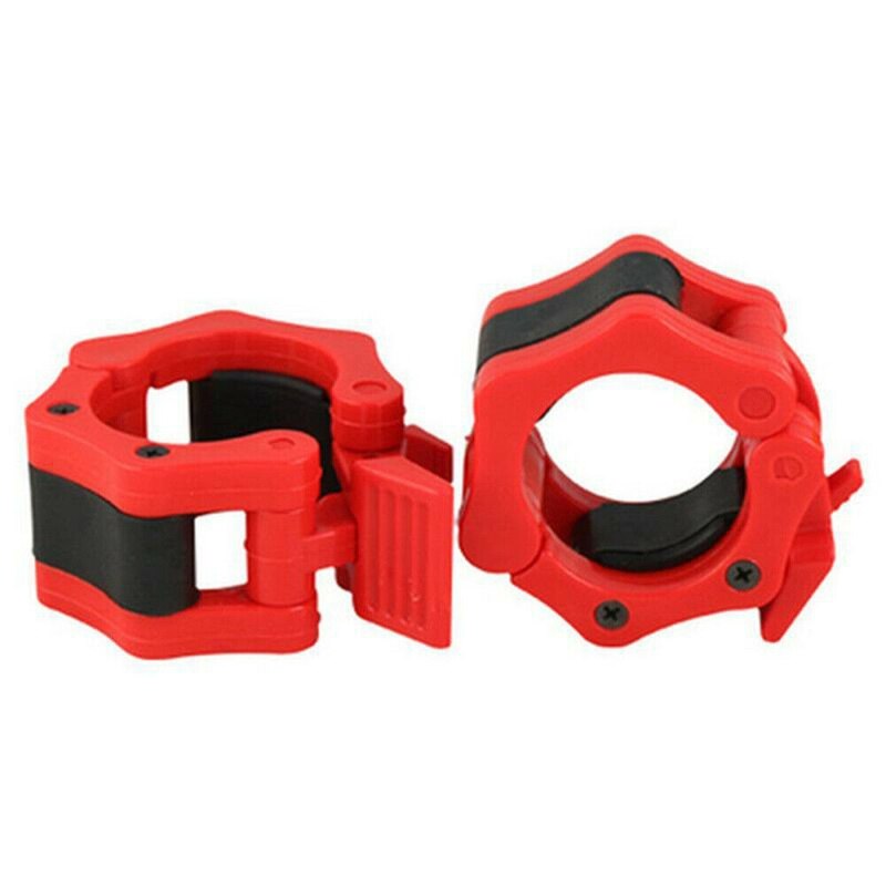 1Pair 25mm Exercise Weight Collar Gym Fitness Clamps Lock Dumbbell Spring Collars Weightlifting Tools Barbell Attachment: Red