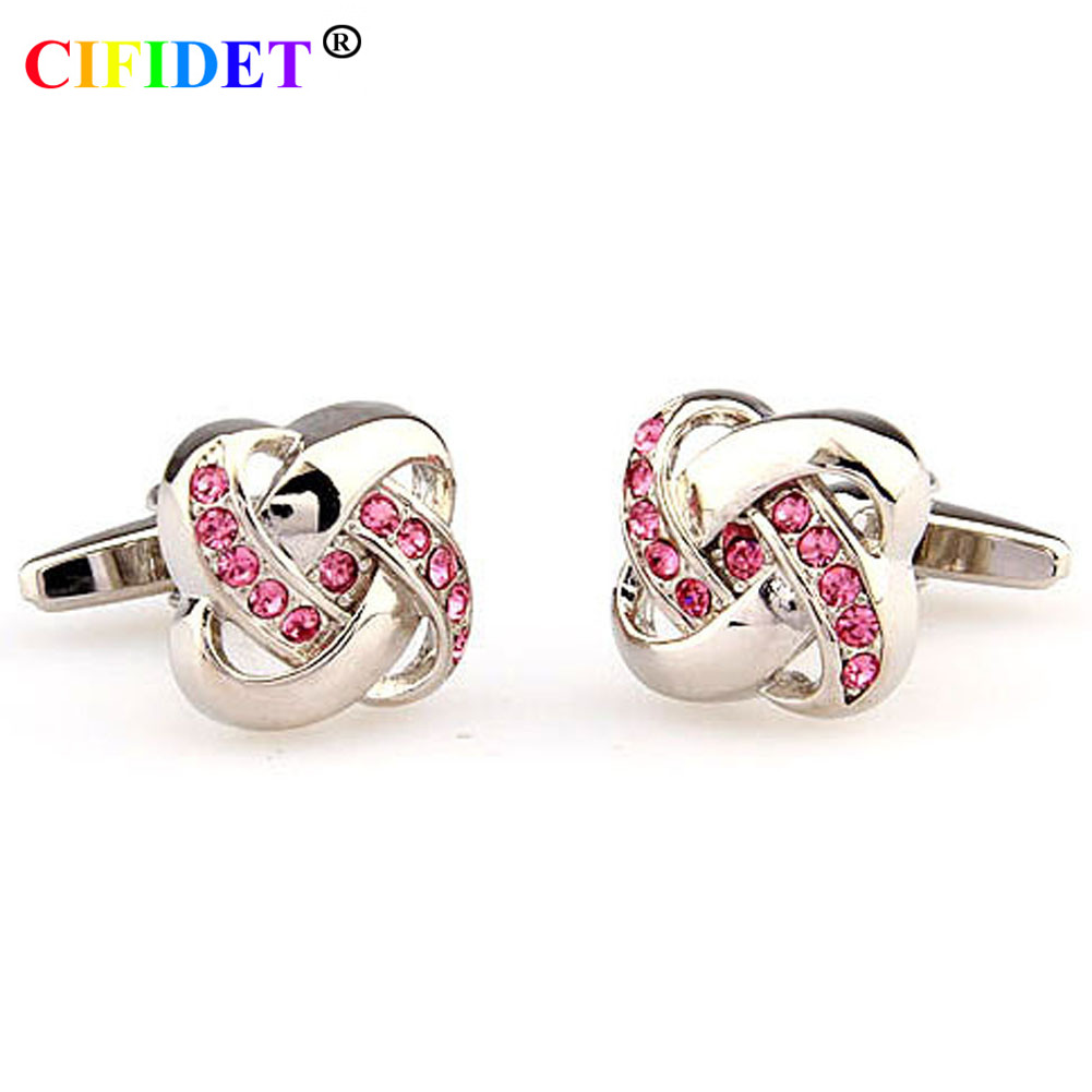 Cifidet Rvs Mens Manchetknoop Roze Steen Knopen Manchet Link Met Fluwelen Zak En Geschenkdoos Sieraden Accessoires