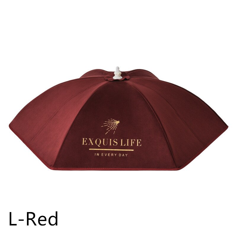 Winter Insulation Meal Cover Food Velvet Cloth Dust Vegetable Cover Folding Table Cover Kitchen Food Covers Umbrella: L-Red