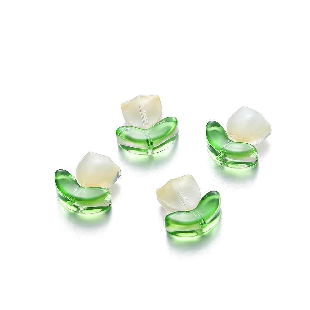10/20Set Tulips Flower Lampwork Beads Multicolor Glass Flora Beads Multicolor Loose Beads for DIY Bracelets Jewelry Making: Clear / 2mm