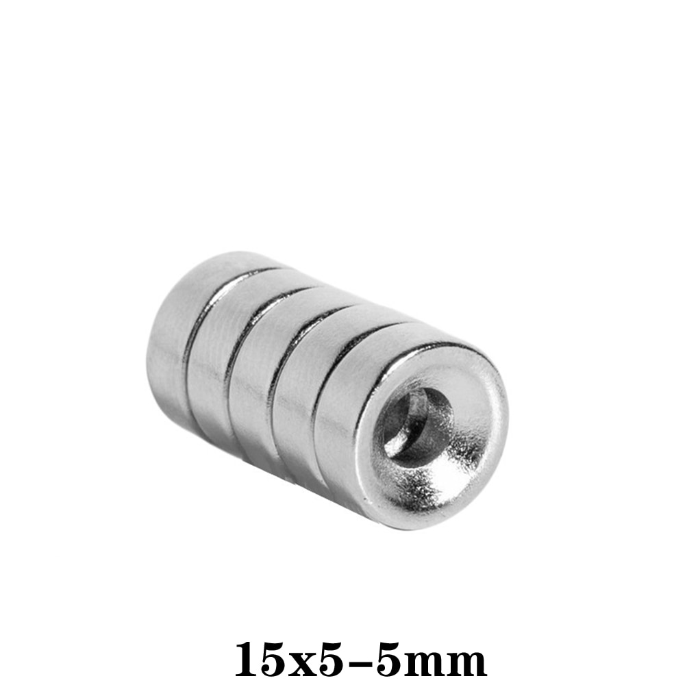 5 ~ 100 Pcs 15x5-5 Super Krachtige Magneten 15*5 Mm Gat 5 Mm Permanente Neodymium Magnetische 15x5-5mm Verzonken ronde Magneet 15*5-5