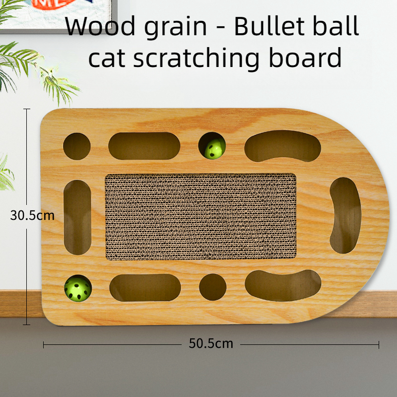 Rascador de papel de cartón corrugado para mascotas, juguete rascador para gatos con bolas de campana, almohadilla para rascar: Oro