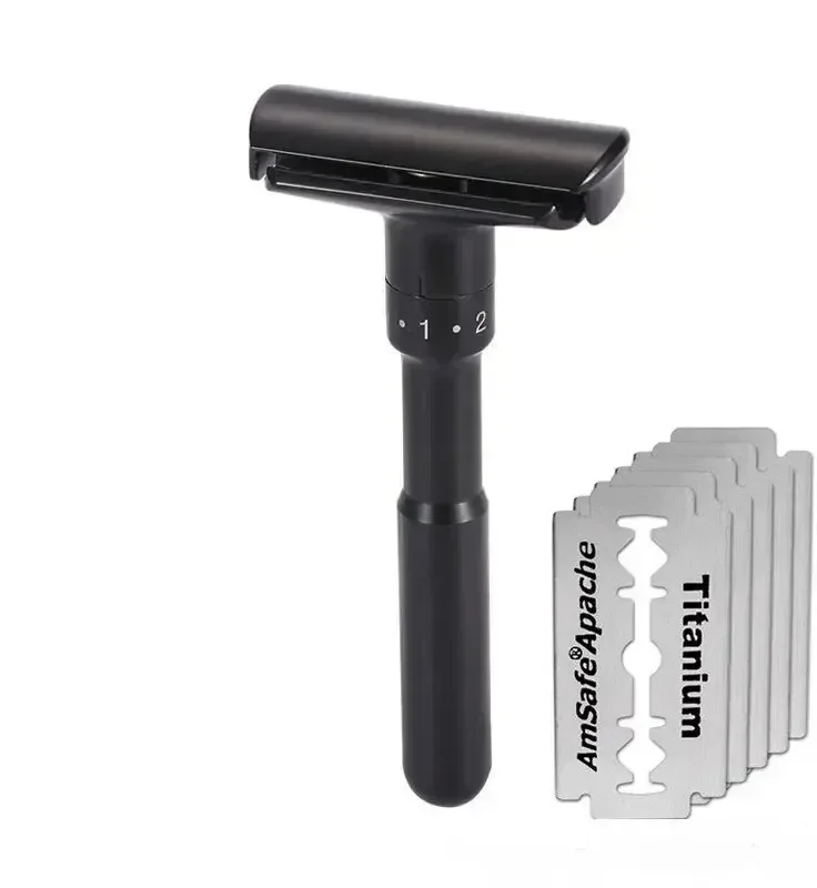 Vintage manuell barberhøvel for menn, klassisk barbershop-høvel med 10 blader, perfekt for barbering, stell og hårstyling: Lilla