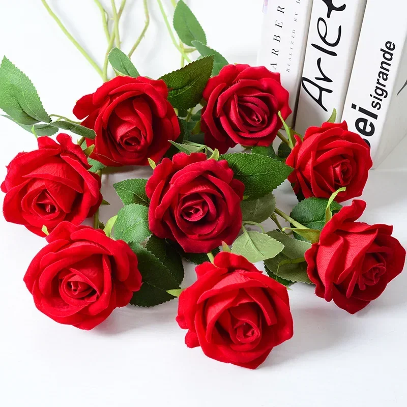 Ramo de flores artificiales, hojas de eucalipto de rosa blanca y roja, decoración de boda, flor falsa de peonía para , de decoración del hogar, 1 Uds.