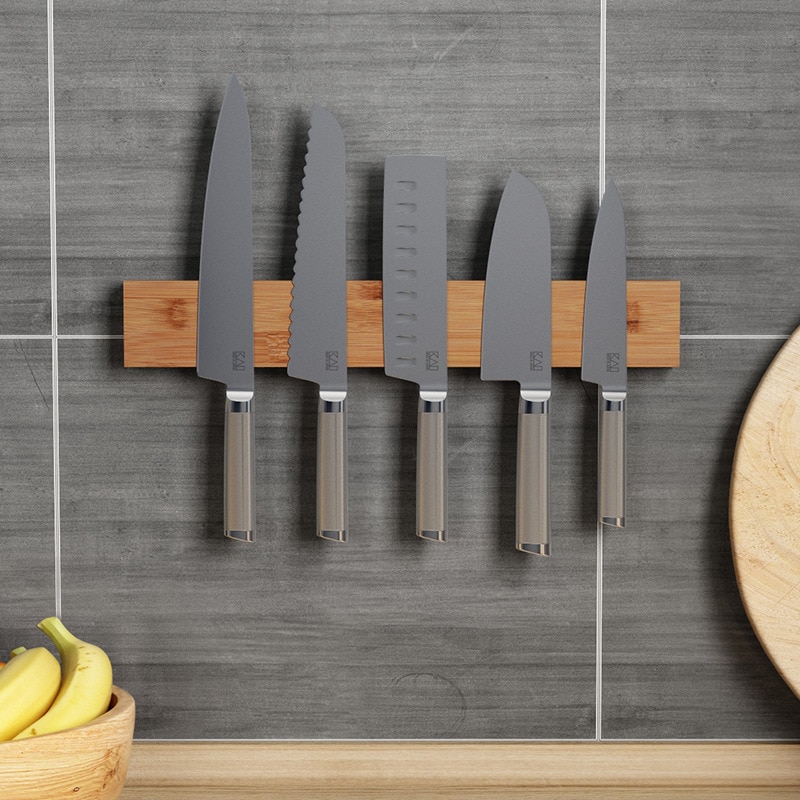 Kraftfull 6 tums magnetisk knivlist, massiv väggmonterad knivstång i trä. magnetisk kniv & verktygshållare, unik