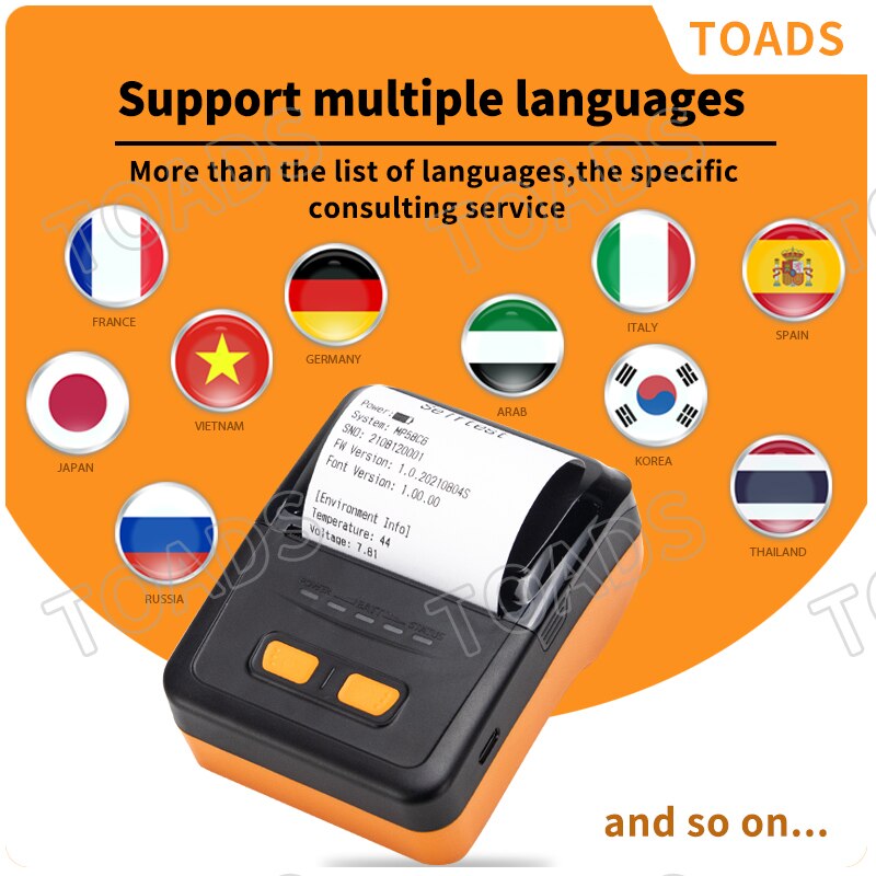 Portable Bluetooth Printer With USB &amp; Bluetooth Interface Wilress Connected With Mobile Phone &amp; Computer Mini Thermal Printer