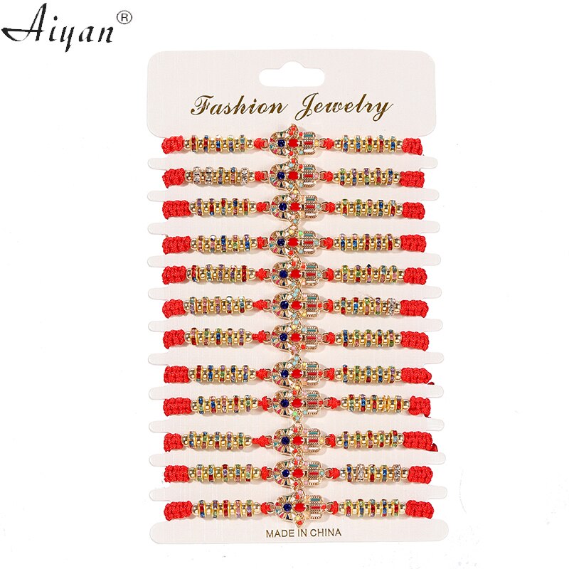 12 Stuks Vlinder En Palm Legering Rode Armbanden Hebben Auspiciou Beschermende Effect Kan Gegeven Als Voor Zowel Mannen Of vrouwen: 12pcs  Palm