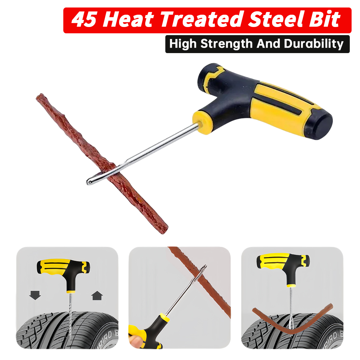 Auto Bandenreparatieset - Lekke Band Plug Gereedschap - Tubeless Bandenstrips - Motor & Fiets