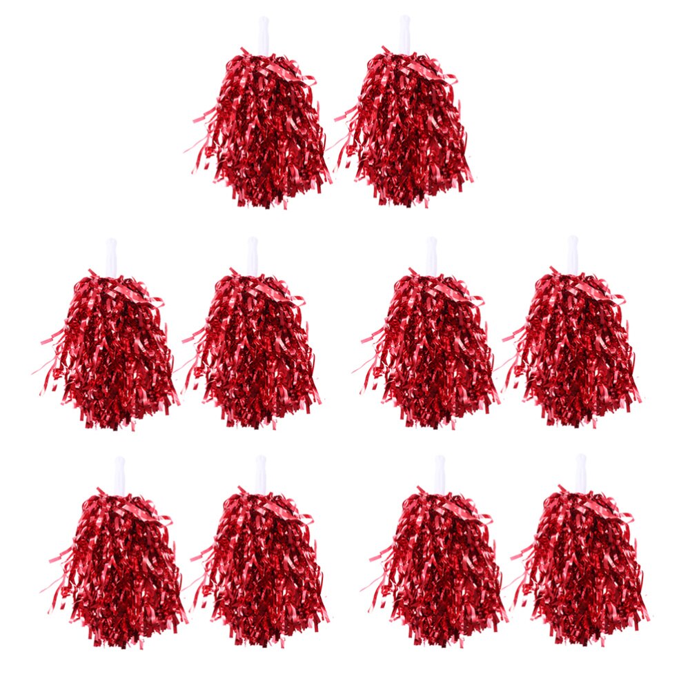 10 Pcs 25g Cheering Balls Squad Spirited Fun Cheerleading Kit Cheer Poms Cheerleaders Supples with Handle for Competitio: Red