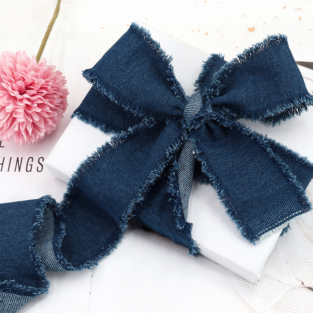 Denim lint jeans doek stof handgemaakte franje zijden linten voor doe-het-zelf naaien ambachten haarspeld strikken kleding blauwe cowboy decoratie