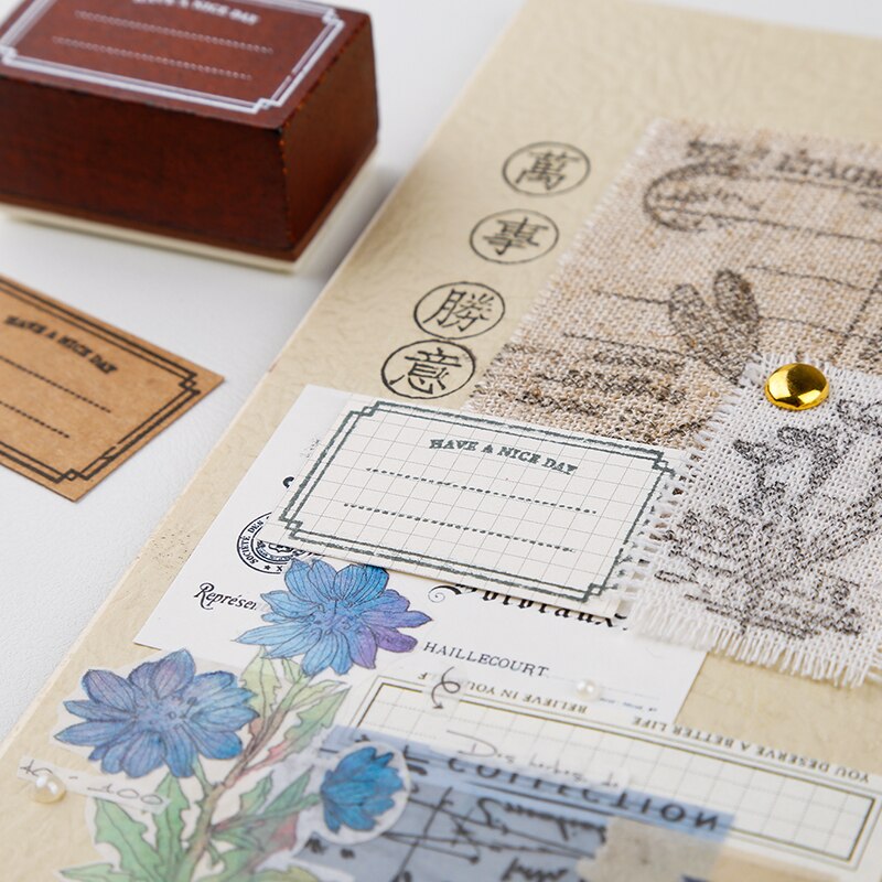 Retro Frame Label Decorative Stamps Wood Mounted Rubber Stamps for Card Making DIY Crafts Scrapbooking Journal Planner