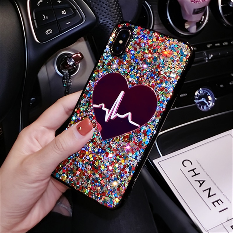 Hoesje voor huawei p smart plus, p smart z, pailletten, grote liefdescover