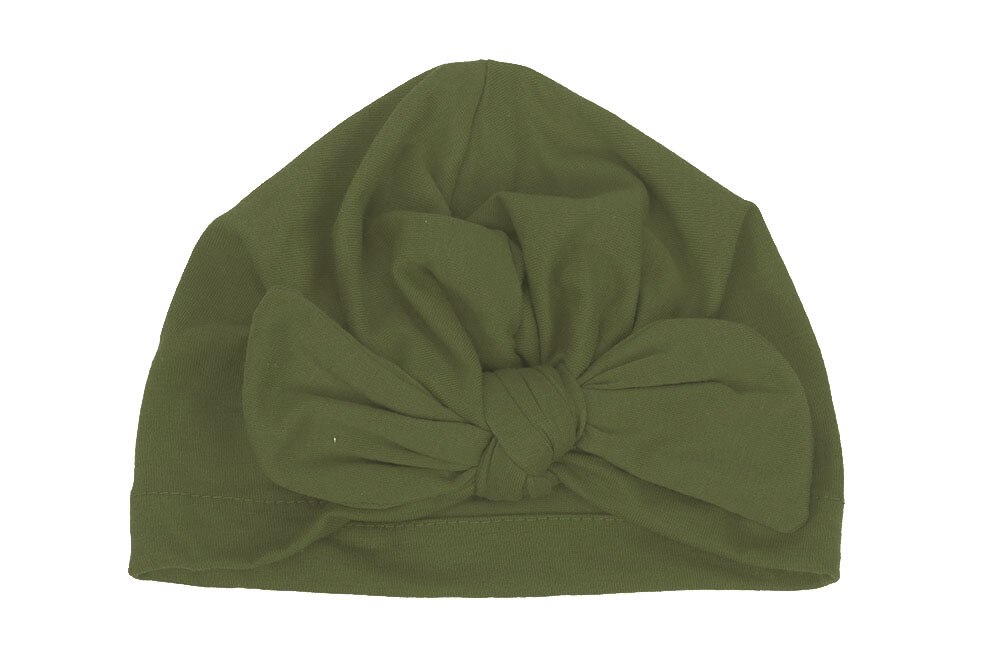 1 pièces Bebe filles garçons doux arcs Turban lapin oreille noeud casquette bonnet chapeau musulman inde chapeau bohème bowknot turbans Cap: dark green