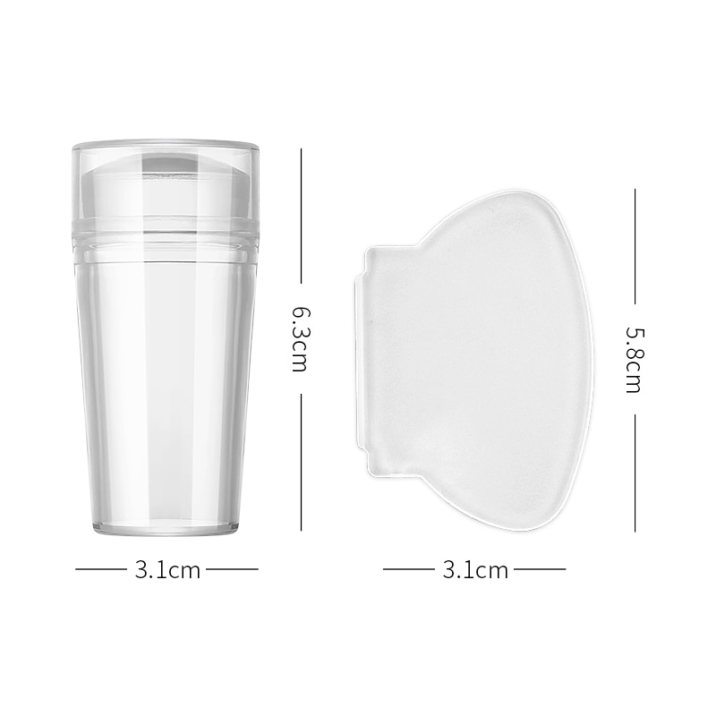 1 sett 3.1cm ren klar gelé spiker Kunst stamper skraper sett silikon marshmallow spikerstempel tallerken skrape med hette malverktøy