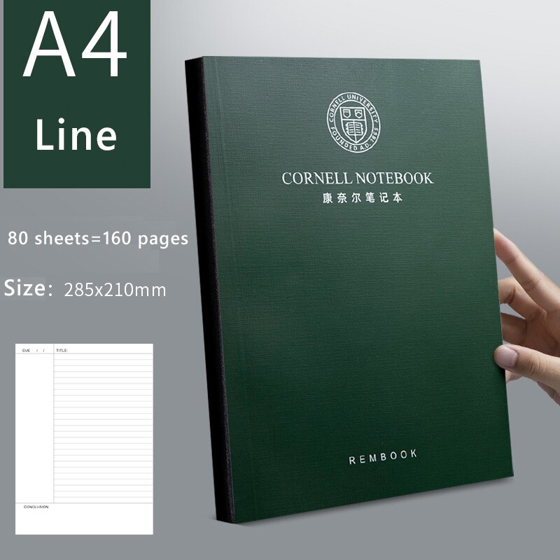 Cornell Notebooks Horizontal Line Grid Page A4 Thickened Large Super Thick Book Diary Planner Mind Map Stationery For Study Work: 02