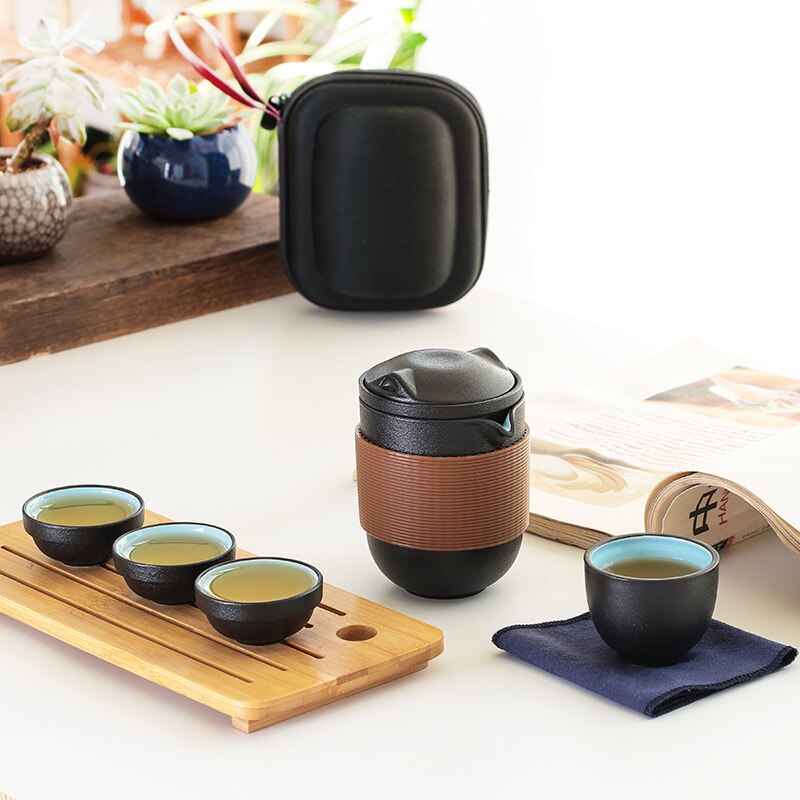 Tea Set Chinese Kung Fu Tea Sets Ceramic Portable Teapot Set Outdoor Travel Gaiwan Tea Cups of Tea Ceremony Teacup Fine B49