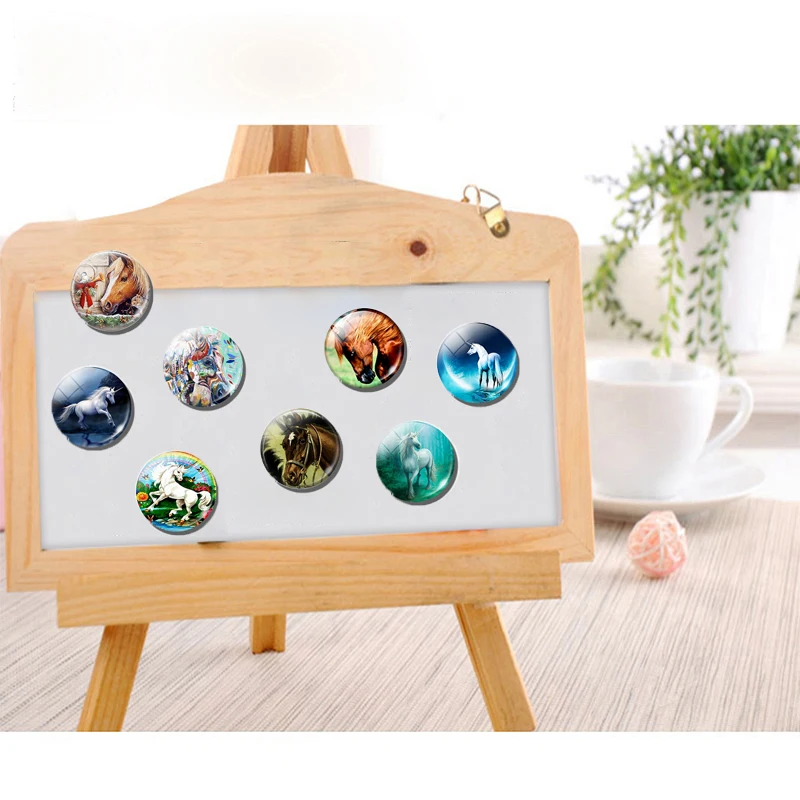 Pferd 30 MM Kühlschrank Magnet Glas Kuppel Cabochon Magnetischen Kühlschrank Aufkleber Hinweis Halfter Nette Tiere Wohnkultur