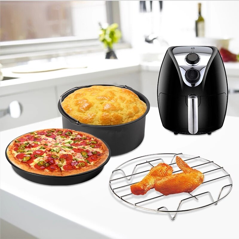 BISNIE Airfryer accessoires, 5.8QT vierkant, set van 12 voor COSORI, Ninjia, Gowise USA, Philips 5.3QT, 5.5QT, 5.5QT friteuse, BPA-vrij, vaatwasmachinebestendig, antiaanbaklaag