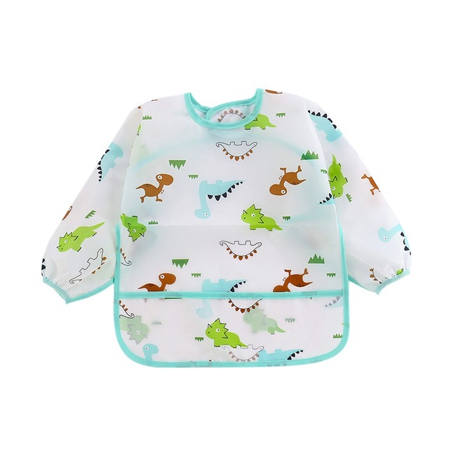 Unisex Infant Kleinkind Baby Smock Fütterung Zubehör Wasserdicht Cartoon Lange Ärmeln Lätzchen Spuck Tücher Kinder: Blue
