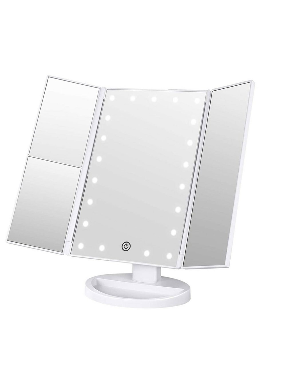 Makeup Mirror LED Touch Screen 22 Light Table Desktop Makeup 2X/3 XMagnifying Mirrors Vanity 3 Folding Adjustable Mirror: white