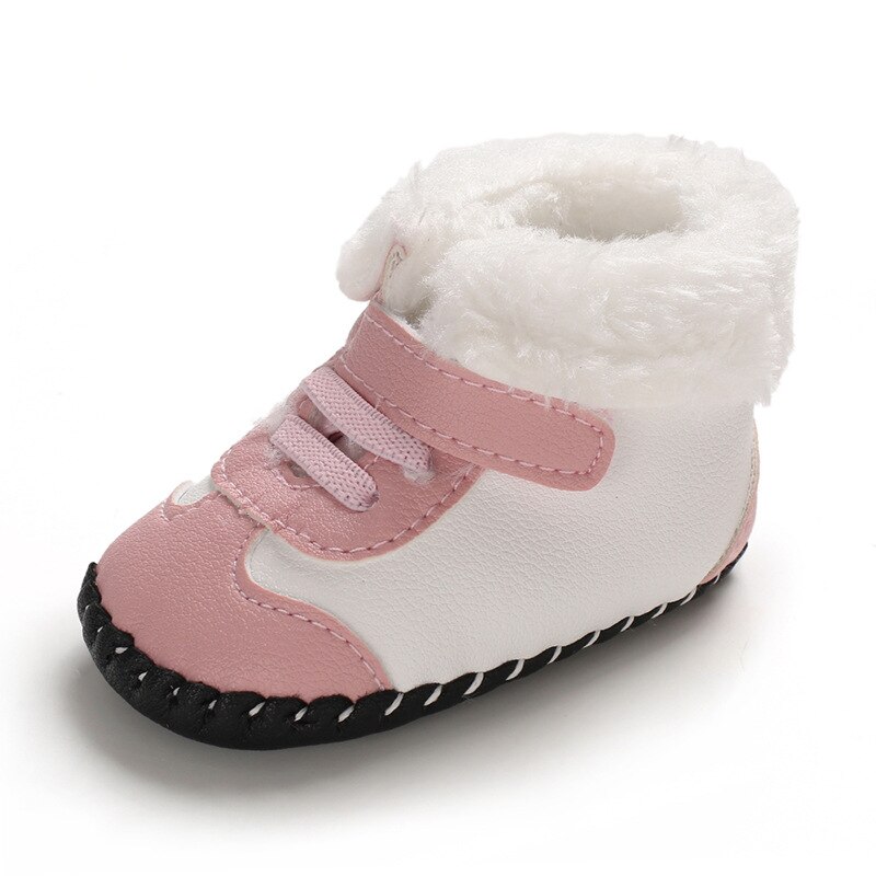 Winter Baby Laarzen Baby Meisjes Jongens Warm Ankle Snowboots Peuter Bont Pluche Anti-Slip Rubber Zolen Baby Schoenen: pink / 0-6 months