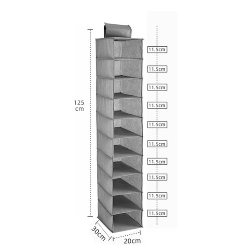 Étagère Suspendue 10 Poches Tissu – Organisateur Armoire Chaussures, Chaussettes, Sous-vêtements, Gain De Place