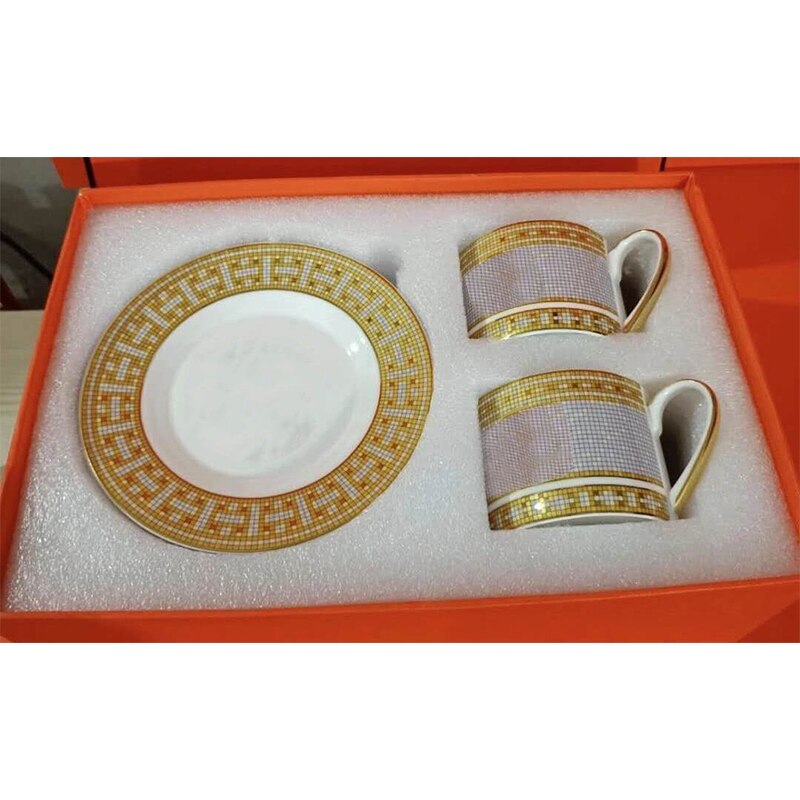 style catering bone china cup multi-style simple ceramic coffee cup and saucer dish with pattern set 2 set with box: 12