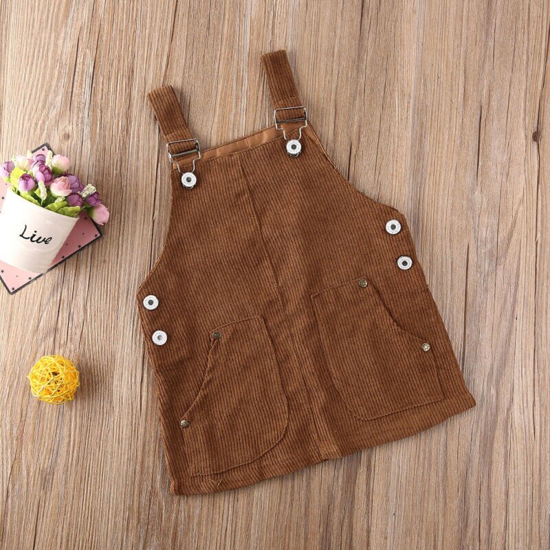 Sommar toddler barn baby girl mini retro klänning solid rem klänning hängslen kjol söt overall
