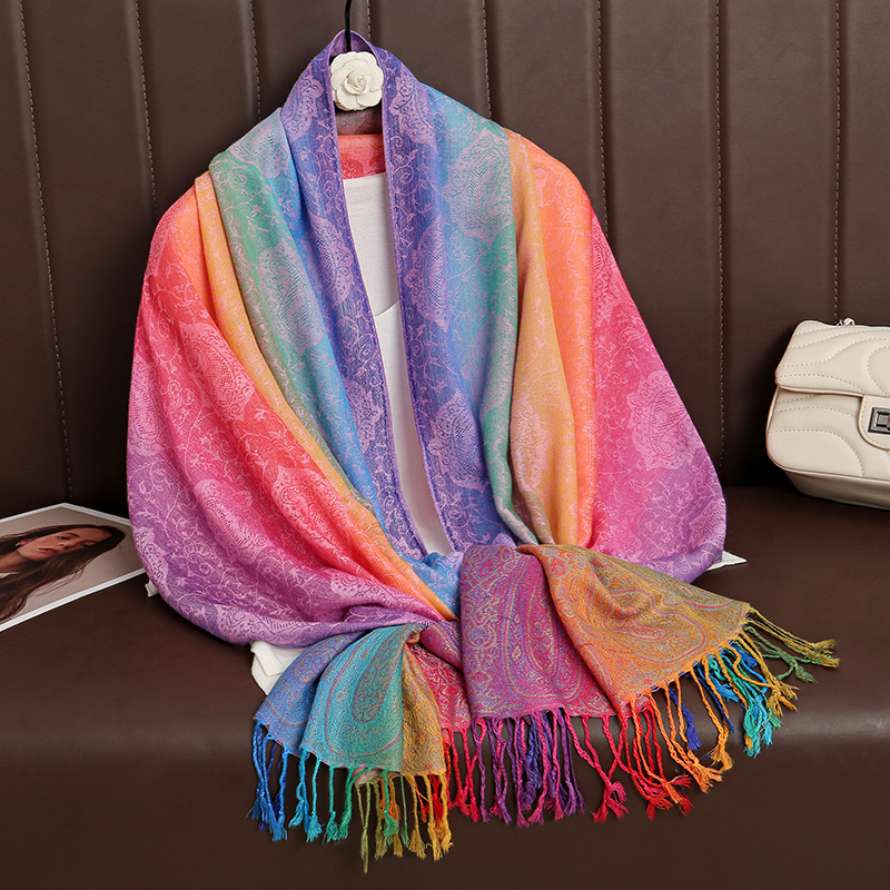 Bufanda de Cachemira de de lujo para mujer, chal y chales cálidos estampados para invierno, Pashmina, Bandana larga de Jacquard, Paisley, 2024: Azul