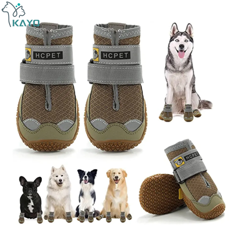 4 pièces/ensemble chaussures pour chien de compagnie bottes imperméables réfléchissantes pour chien neige pluie chaussons pour animaux de compagnie chaussettes antidérapantes chaussures pour chien de taille moyenne et grande